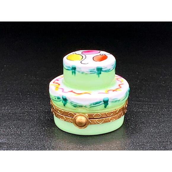 Authentic Peint Main Limoges France Tiered Cake Trinket Box Hand-Painted Signed